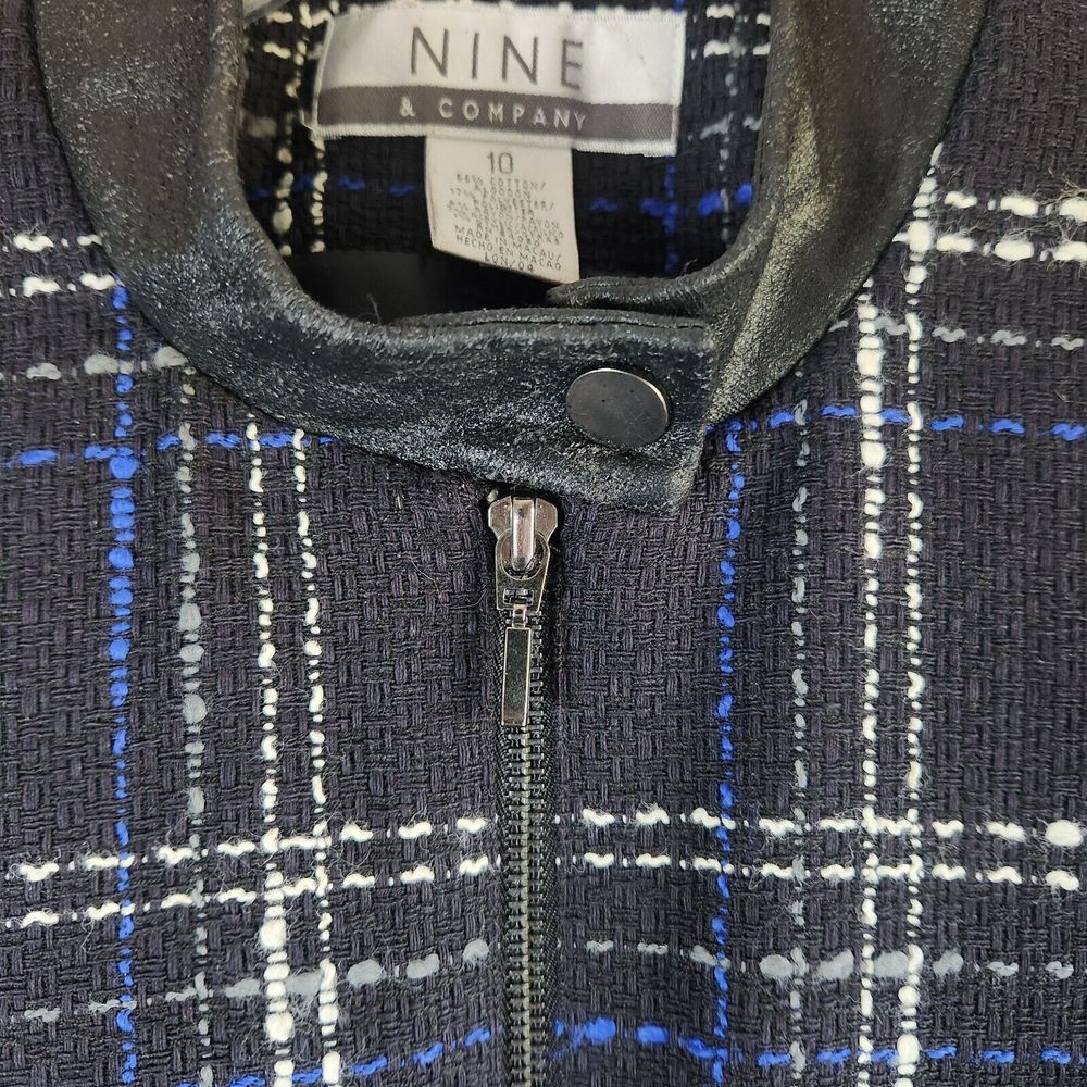 Nine & Company Womens Size 10 Casual Zippered Blazer Blue Plaid Lined Vintage - Picture 6 of 7